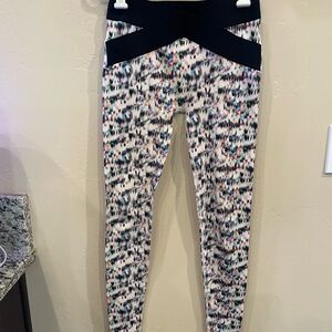 Adidas Black and White Striped Leggings